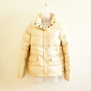 J.Crew Size XS Cream Button Zipper Puffer Jacket